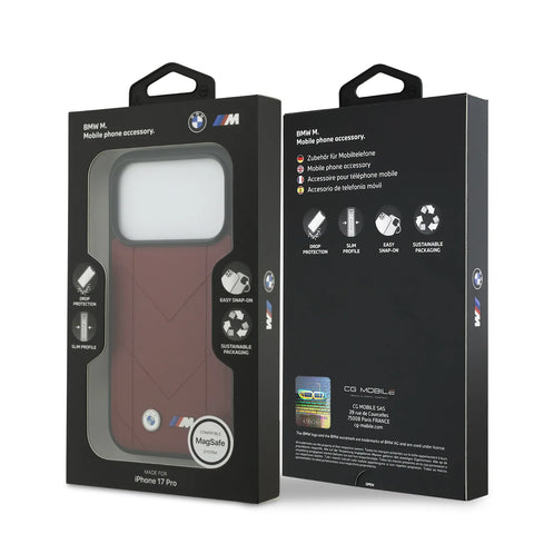 BMW, MagSafe PU Quilted Leather Case with Metal Logos, iPhone 17 Pro