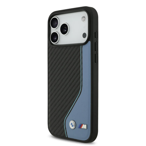 BMW, PU Leather & Carbon Case with Colored Line Stitch, iPhone 17 Pro Max