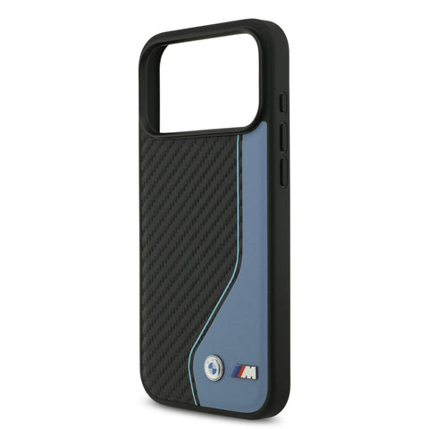 BMW, PU Leather & Carbon Case with Colored Line Stitch, iPhone 17 Pro Max