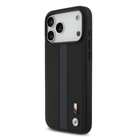 BMW, PU Leather Case with Perforated Stripes & Metal Logos, iPhone 17 Pro Max