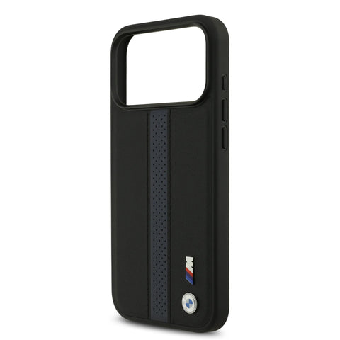 BMW, PU Leather Case with Perforated Stripes & Metal Logos, iPhone 17 Pro Max