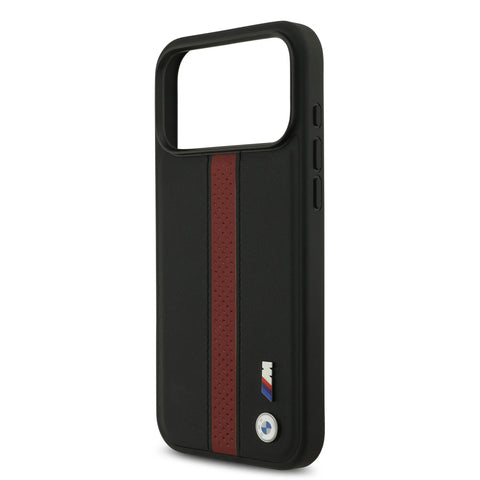 BMW, PU Leather Case with Perforated Stripes & Metal Logos, iPhone 17 Pro Max