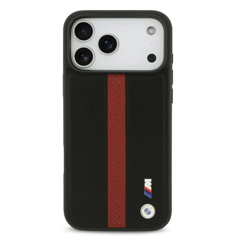 BMW, PU Leather Case with Perforated Stripes & Metal Logos, iPhone 17 Pro Max