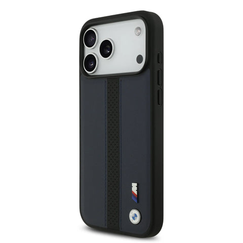 BMW, PU Leather Case with Perforated Stripes & Metal Logos, iPhone 17 Pro Max