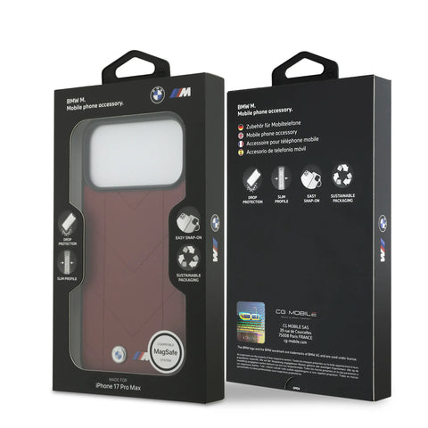 BMW, MagSafe PU Quilted Leather Case with Metal Logos, iPhone 17 Pro Max
