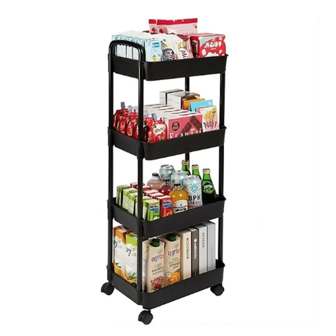 Khamsan K1395 4-Tier Utility Cart With Handle, Multi-Functional Storage Trolley