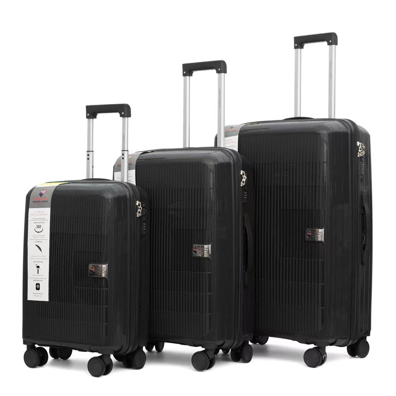American Luggage ABS Trolley Hard Luggage Set of 3 (20,24,28 Inch) - Black