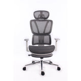 Black Bull Ergonomic Mesh Gaming & Office Chair with Footrest - White & Gray