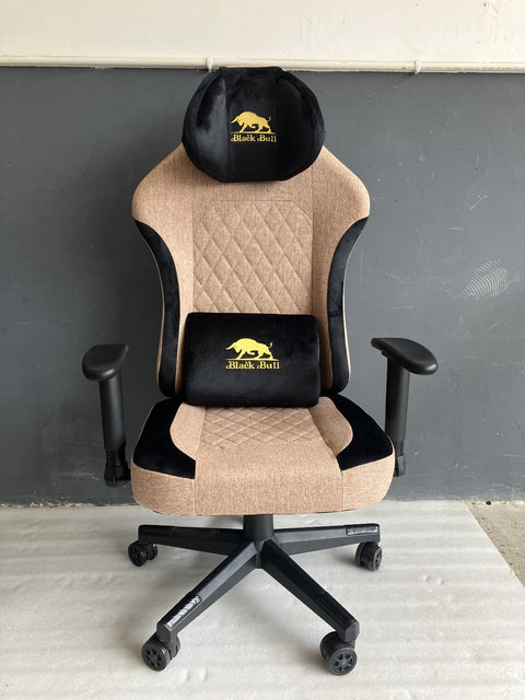 Black Bull Gaming Chair With Molded Headrest Up &amp; Down - Fabric - Brown/Black