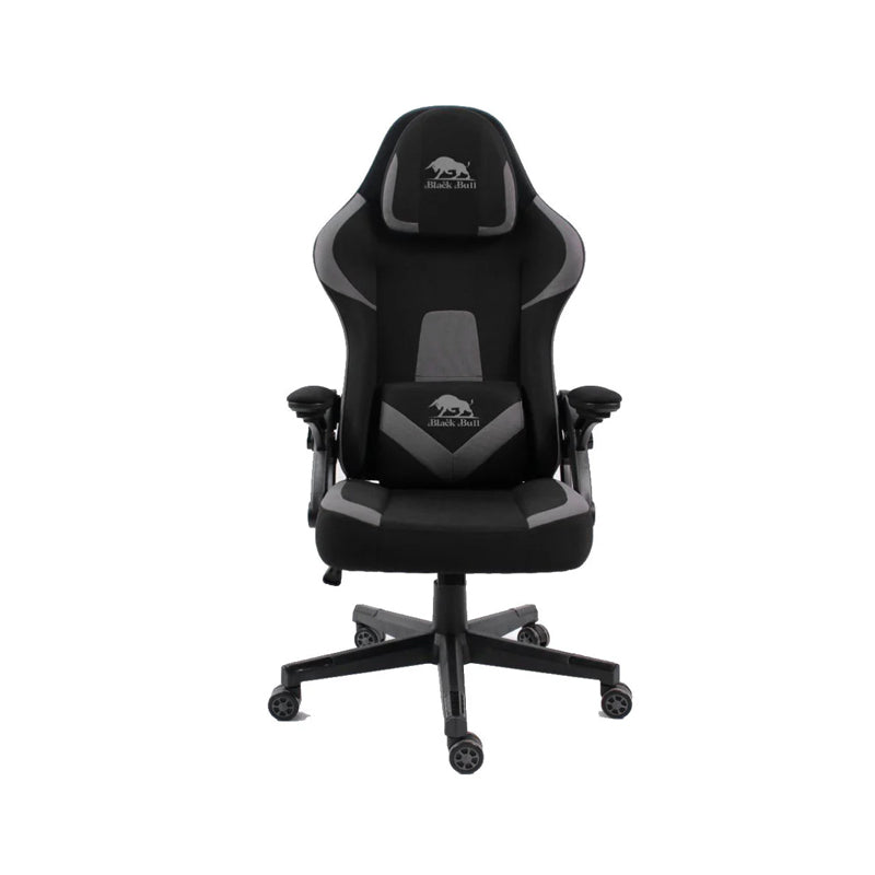 Black Bull Gaming Chair  With Headrest Up & Down Slide Adjustable and Moveable Armrest, Fabric