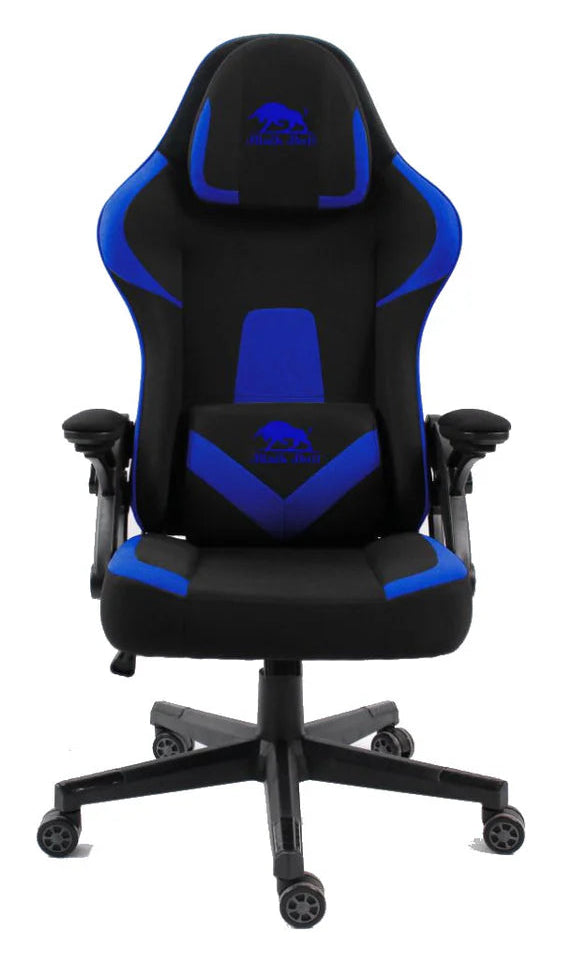 BLACK BULL Gaming Chair With Headrest Up & Down Slide Adjustable and Moveable Armrest, Woven Fabric, Black & Blue