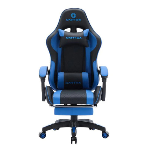 Oartex Model LD034 PVC Gaming Chair With Footrest - Black & Blue