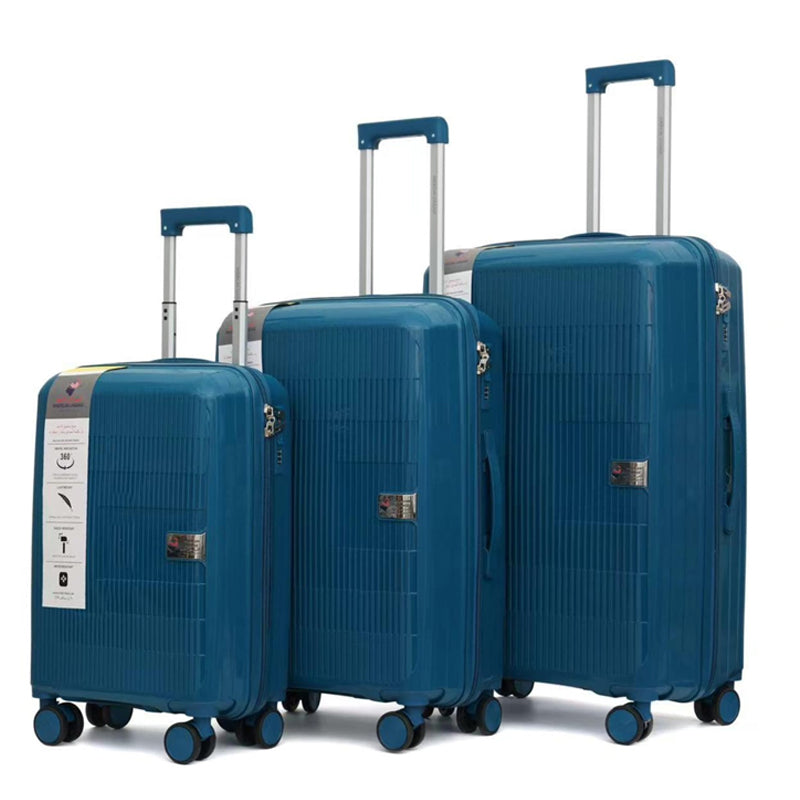American Luggage ABS Trolley Hard Luggage Set of 3 (20,24,28 Inch) - Blue