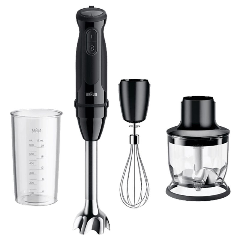 Braun Multiquick 5 Hand Blender with Chopper, Whisk and Beaker – Black