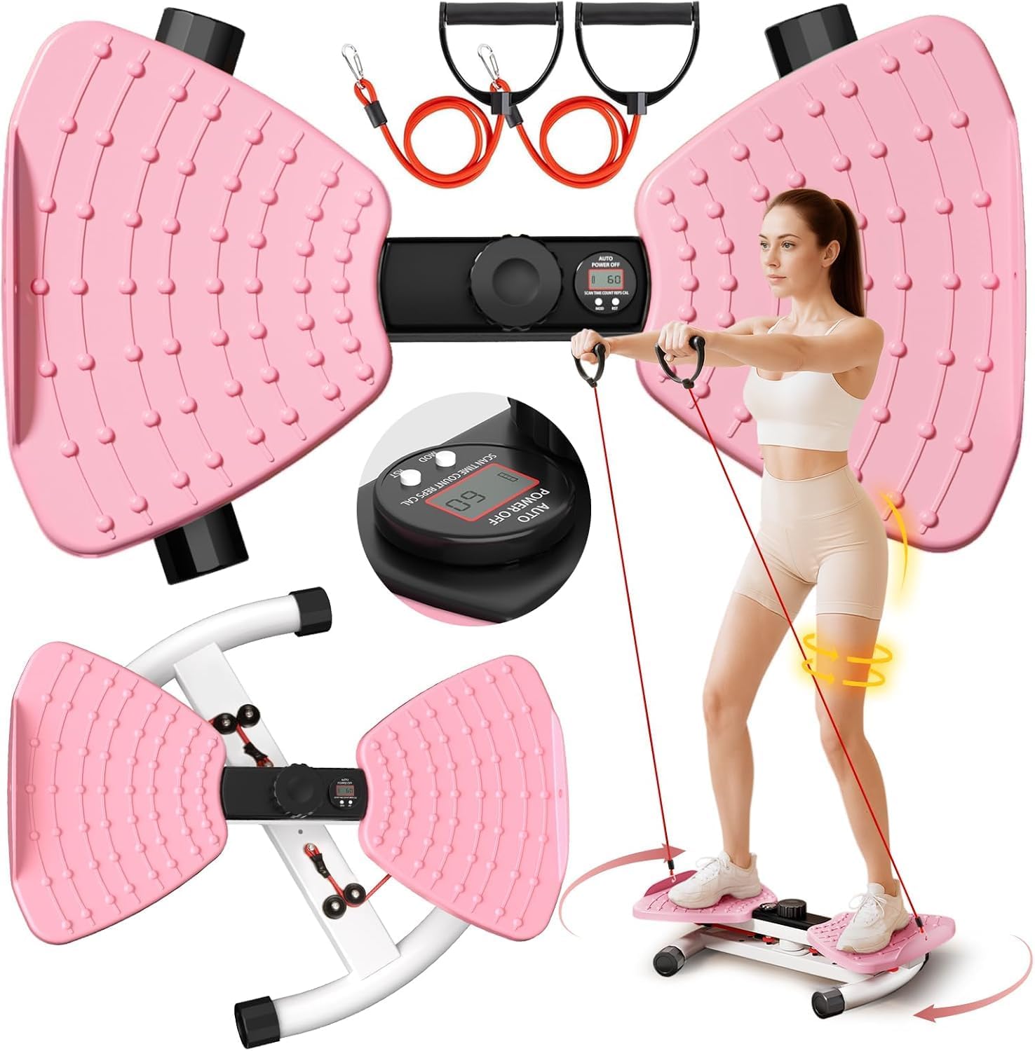 Waist Twister Machine Exercise Fitness Tool, Ab Twister Board with the Smart LED Digital Monitor, 300lbS Capacity & 20dB Ultra-Quiet, Anti-Slip Home Gym Workout Equipment for Women Belly Fat
