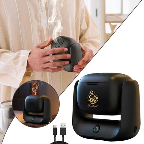 Rechargeable Electric Bukhoor Burner with Rotating Head & Auto Shut-Off