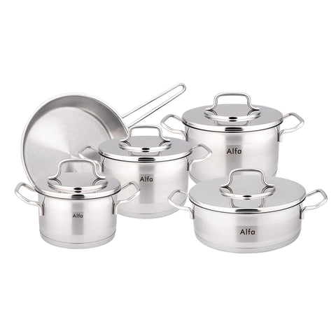 Alfa Premium 9-Piece 18/10 Stainless Steel Cookware Set – HM400, Turkey