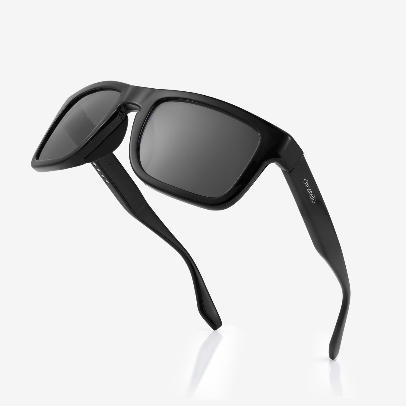 Chamelo Prime Slider HVL Smart Sunglasses with Dual Tint Adjustment & Partial Polarization - Smoke Mirror / Matte Black Frame