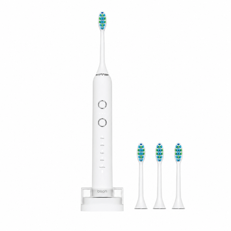 BSON Wireless Sonic Toothbrush - Bson Super Sonic Toothbrush, Ultra Whitening Toothbrush with 15 Modes, 30 Days Long Usage Period, 5 Cleaning Modes, 3 Intensity Modes, 3 Extra Brush Heads, IPX7 Waterproof, and Type-C Charging