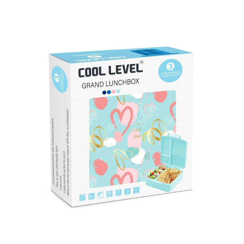 Cool Level, Divided Healthy Food Container - Light Blue Patterned