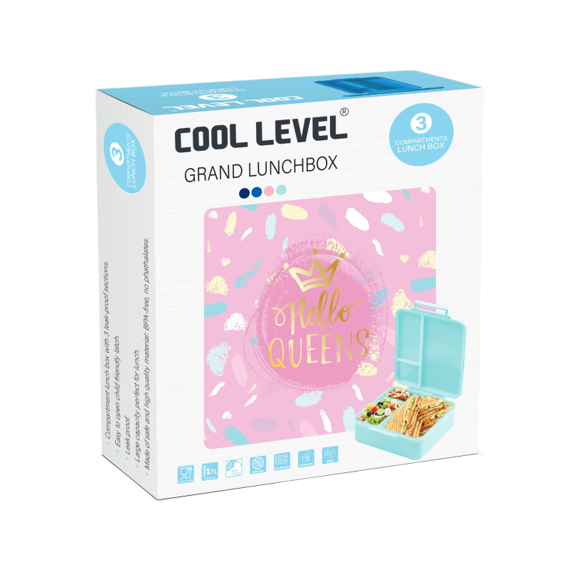 Cool Level, Divided Healthy Food Container - Pink Patterned