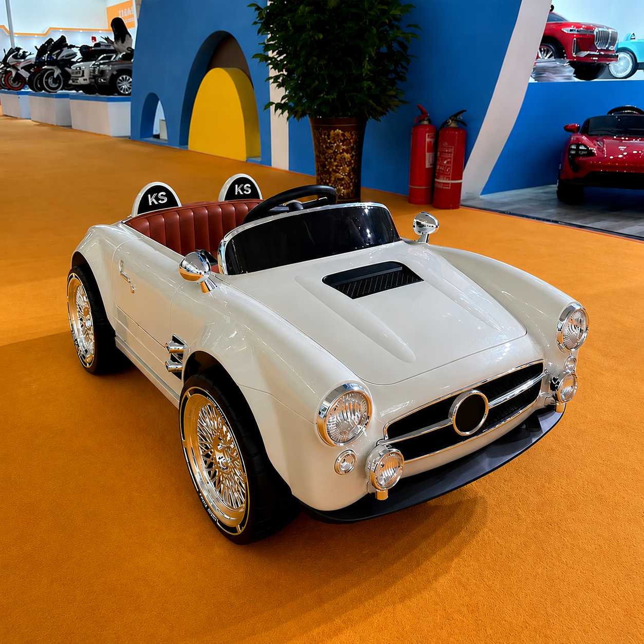 Premium 12V RC Kids Electric Ride-On Retro Car with Parent Remote Control, Music System, LED Lights, Soft Start, USB/AUX, Rechargeable Battery, 30Kg Load Capacity for Ages 3–8