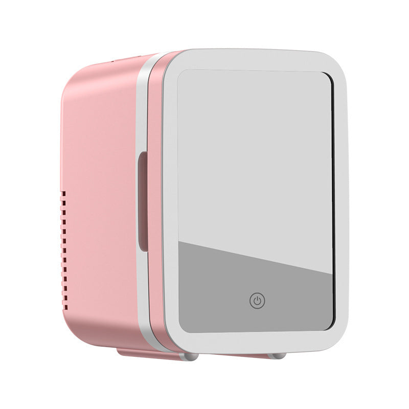 Premium 4L Portable Mini Fridge with HD Makeup Mirror & Touch-Control LED Light