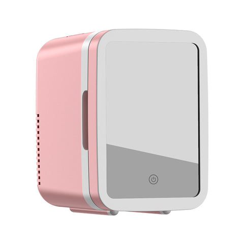 Premium 4L Portable Mini Fridge with HD Makeup Mirror & Touch-Control LED Light