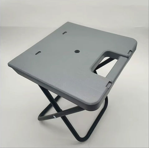Portable Folding Stool with Durable Plastic Seat, Strong Metal X-Frame, Integrated Carry Handle and Compact Flat-Folding Design