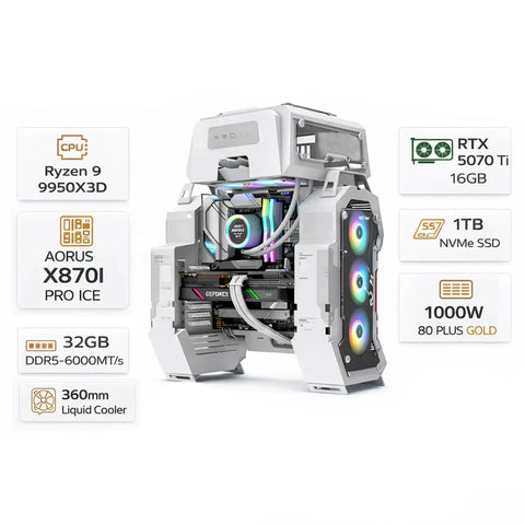 Custom Gaming PC, AMD Ryzen 9 9950X3D, Gigabyte RTX 5070 Ti 16GB GDDR7, 32GB DDR5, 1TB NVMe SSD, Windows 11 Pro