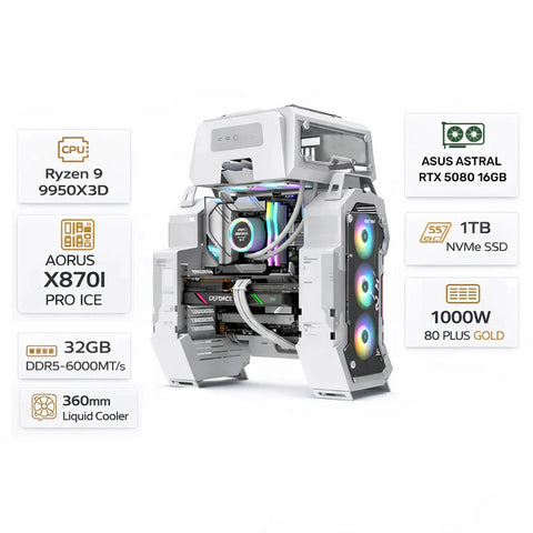 Custom Gaming PC, Ryzen 9 9950X3D, Asus ASTRAL RTX 5080 16GB GDDR7, 32GB DDR5 6000MT/s, 1TB NVMe SSD, Windows 11 Pro