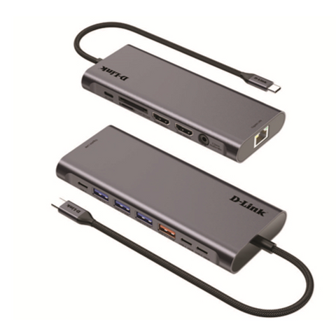 Two D-Link USB hubs with multiple ports on a white background