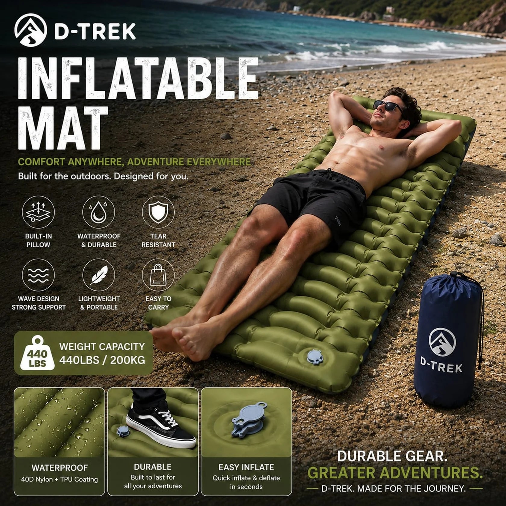 D-TREK Inflatable Mattress Camping Mat