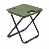 Portable Folding Stool with Durable Plastic Seat, Strong Metal X-Frame, Integrated Carry Handle and Compact Flat-Folding Design