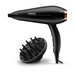 Babyliss Dc Dryer 2200W Black Gold Ionic Diffuser 3 Heat 2 Speed Cool Shot Slim Nozzle