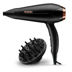 Babyliss Dc Dryer 2200W Black Gold Ionic Diffuser 3 Heat 2 Speed Cool Shot Slim Nozzle