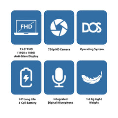 HP 15-FD0142NE - 15.6 بوصة FHD / i7 / 16 جيجابايت / 512 جيجابايت (NVMe M.2 SSD) / MX570 2 جيجابايت VGA / DOS (بدون نظام تشغيل) / 1YW / فضي طبيعي - كمبيوتر محمول
