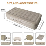 Inflatable Air Mattress with Rechargeable USB Pump, Air Coil Support & Pillow – 198 × 100 cm