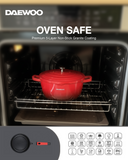 Daewoo Granite Casserole with Lid - Size 24 cm - Red