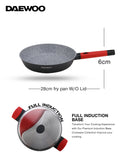 Daewoo 28cm Die-Cast Aluminum Fry Pan Black/Red - Be3ah Store Kuwaite-  دايو مقلاة من الألومنيوم المصبوب مقاس 28 سم أحمر/أسود - متجر بيعه الاجهزة الالكترونية الكويت