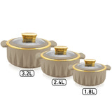 Daewoo Thermoware Casserole Set – 3 Pieces (3.2L, 2.4L, 1.8L)