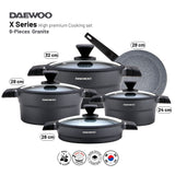 Daewoo X Series Non-Stick Granite Coating Cookware Set Of 9 - Black