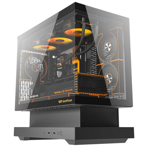 DarkFlash FLOATRON F1 Micro ATX Gaming Case - Black (Fans Not Included)