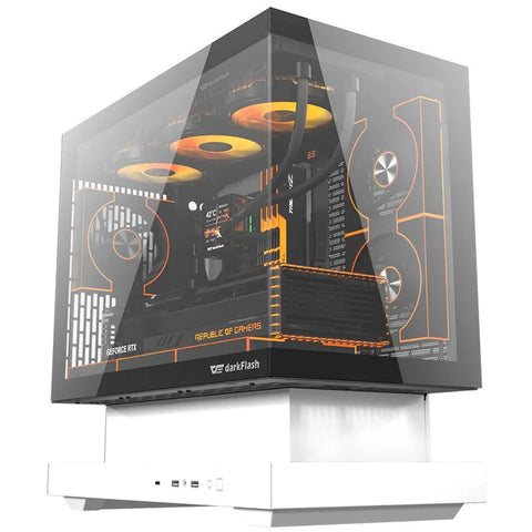DarkFlash FLOATRON F1 Micro ATX Gaming Case - White (Fans Not Included)