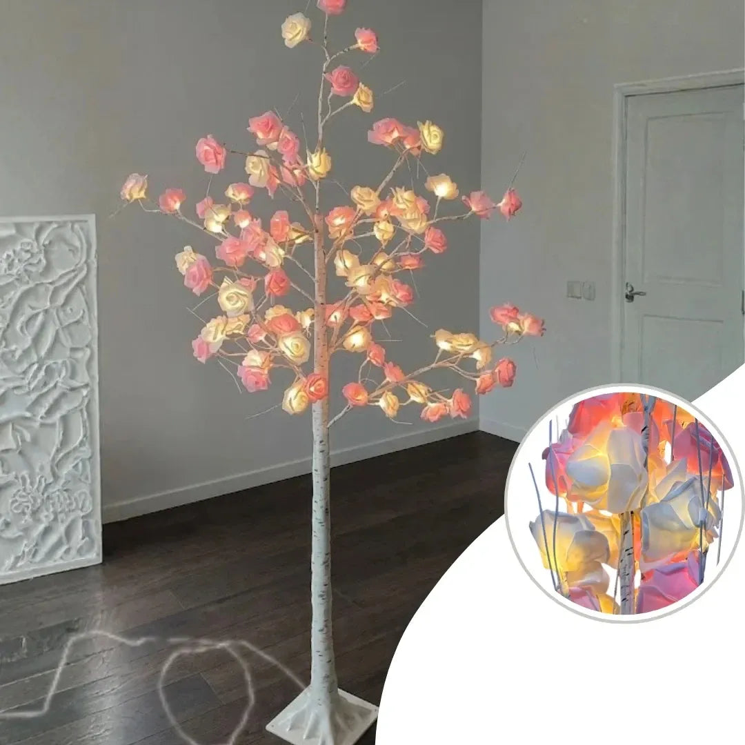 Decorative LED Blossom Flower Tree Lamp with Warm Ambient Lighting & Stable Floor Base - 130 CM