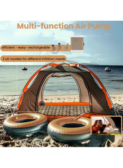 Inflatable Air Mattress with Rechargeable USB Pump, Air Coil Support & Pillow – 198 × 100 cm