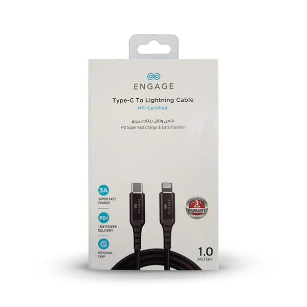 Engage, Fast Charging MFi-Certified Type-C to Lightning Cable (1 m, 18W)