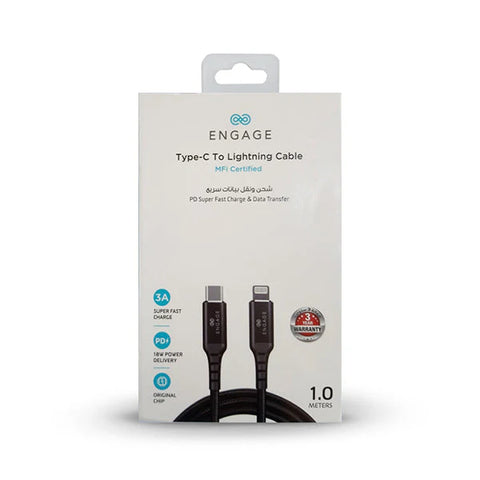 Engage, Fast Charging MFi-Certified Type-C to Lightning Cable (1 m, 18W)
