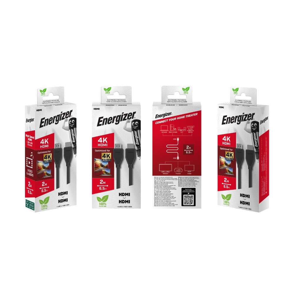 Buy Energizer Cable HDMI To HDMI 2 Meter - Black Online in Be3ah Kuwait