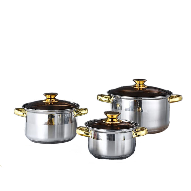 Ebberg, 3-Piece Stainless Steel Cookware Set with Glass Lids, Multi-Layer Base, Gas & Induction Compatible